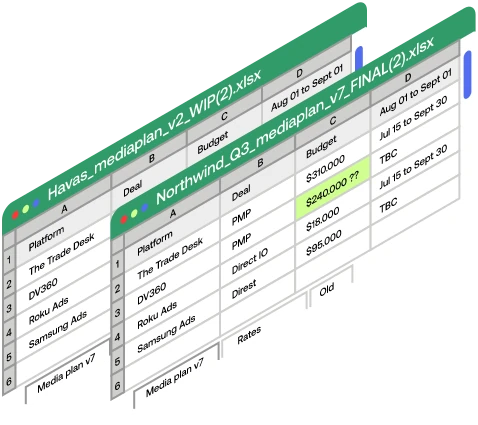 Media plan spreadsheets
